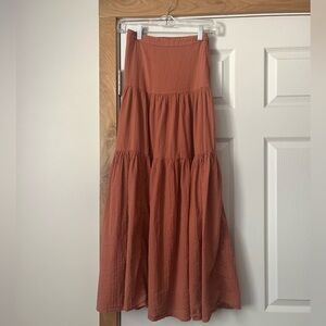 Cotton Terracotta Maxi Skirt